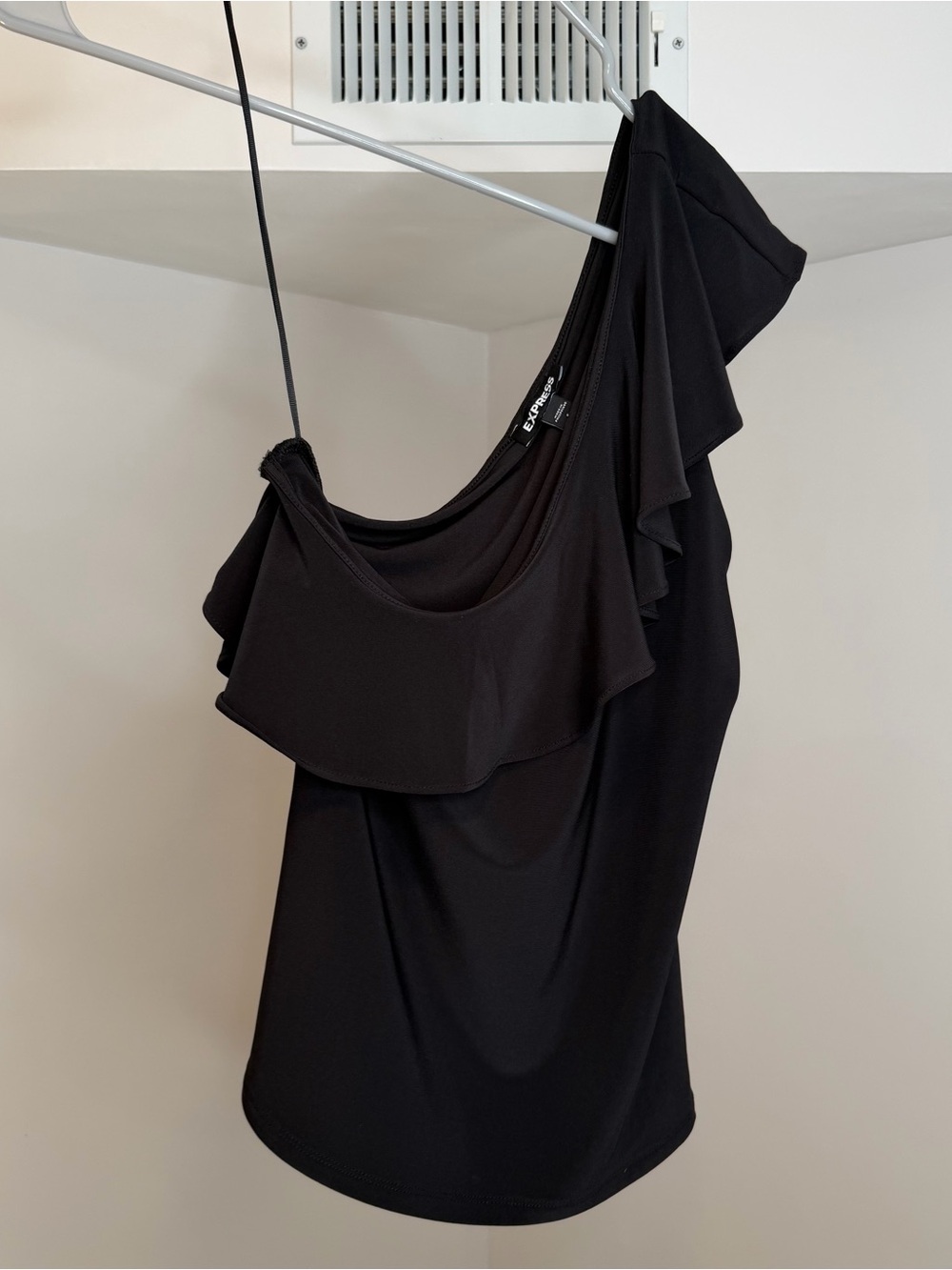Express Black One-Shoulder Ruffle Top New With Tags Tank Top Off Shoulder